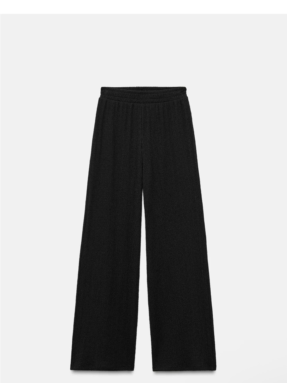 Zara Black Wide-Leg Textured Pants